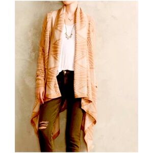 Anthropologie Moth Women’s Sz xs Tan Waterfall Cardigan Sweater Knit Longline